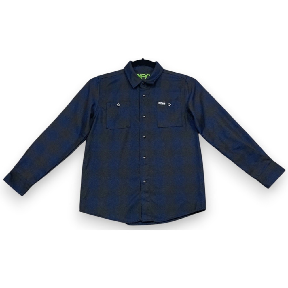 Dixxon Flannel Company DFC Youth Shirt Boys M Blue Black Plaid Snap Long Sleeve